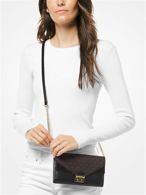 michael michael kors sloan leather and logo chain wallet|Sloan Logo and Leather Chain Wallet .